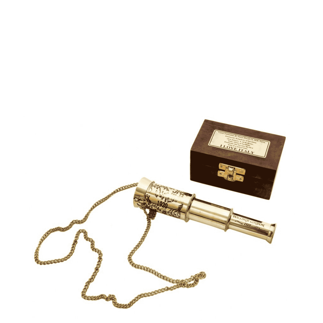 Decorative Telescope Brass in Wooden Box - Destination Interiors
