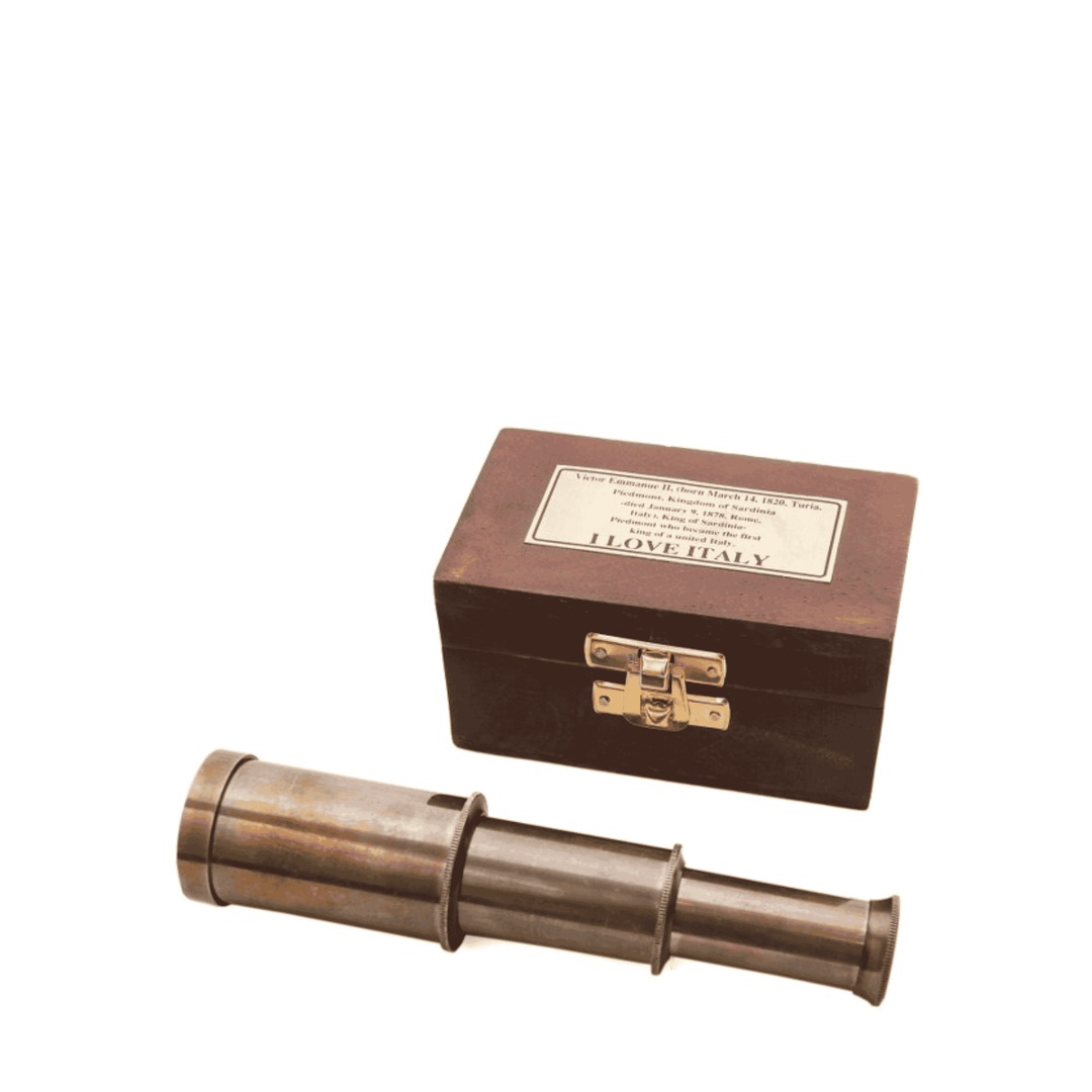 Decorative Telescope Brass in Wooden Box - Destination Interiors