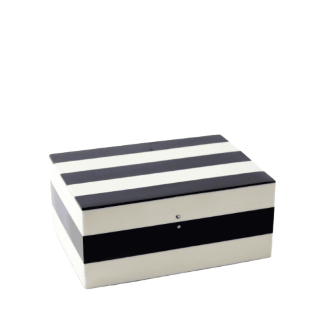 Designer Box Black & White Stripes Large - Destination Interiors