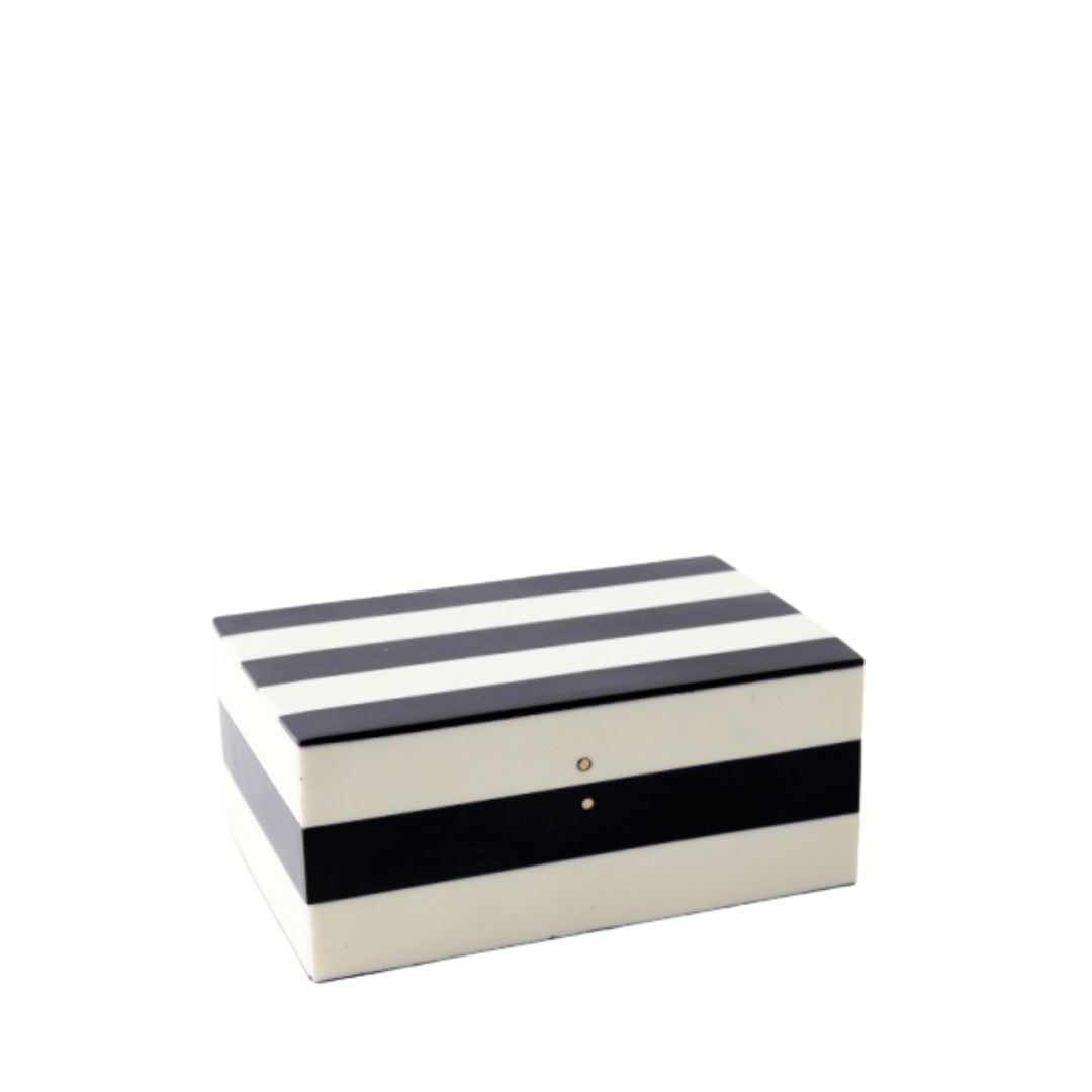 Designer Box Black & White Stripes Small - Destination Interiors