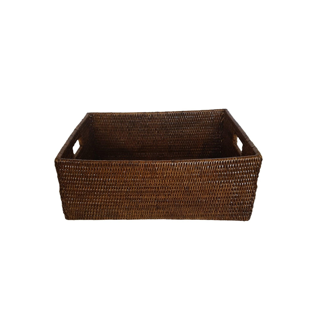 Domestic Rattan Basket with Handgrips - Destination Interiors