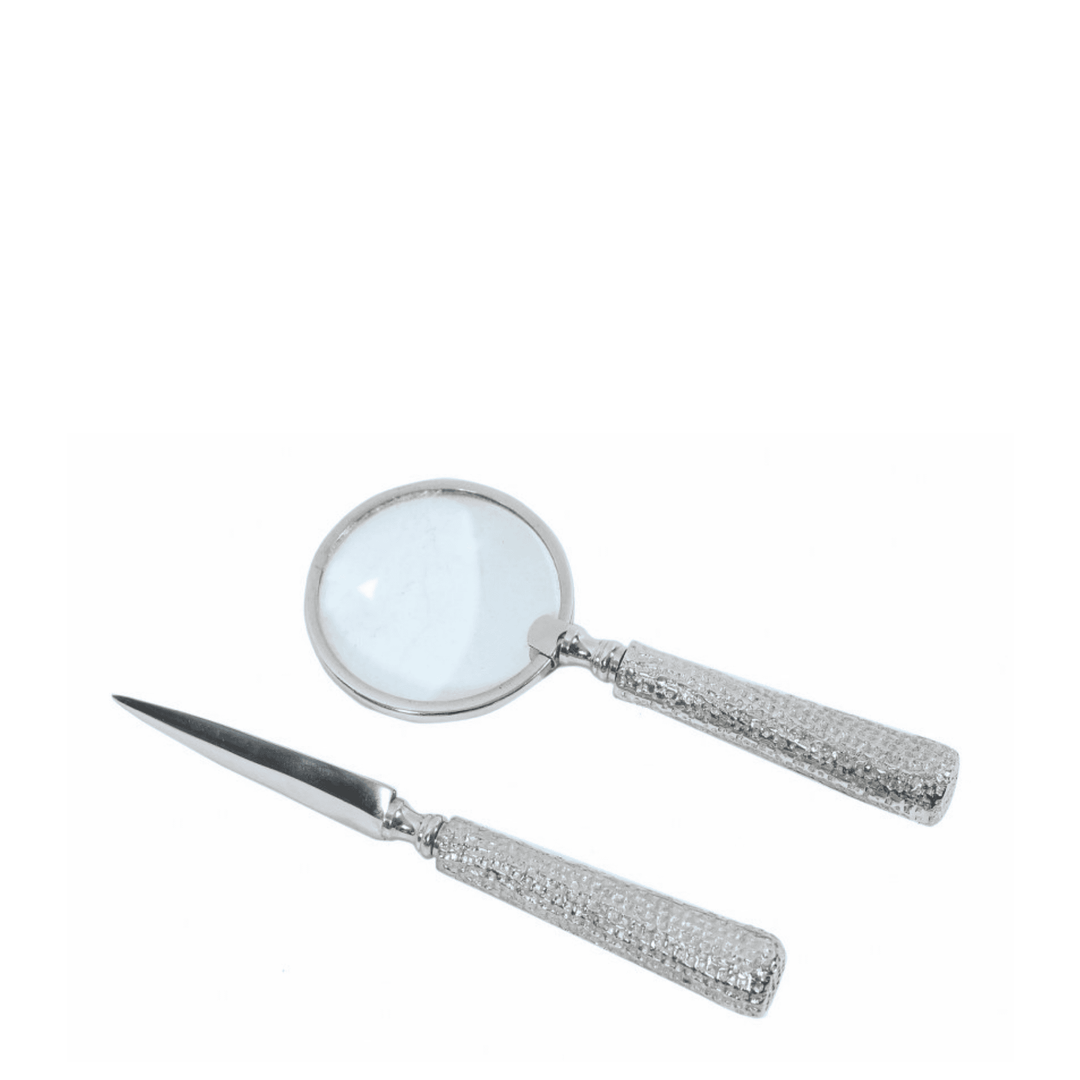 Magnifier With Letter Opener Set of 2 Nickel Finish - Destination Interiors