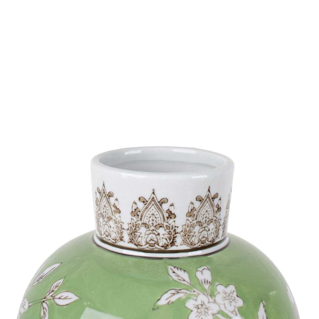 BIRD & BLOSSOM VASE GREEN LGE