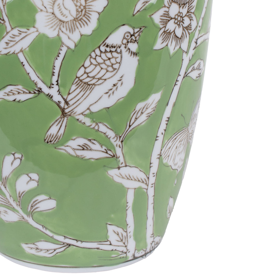 BIRD & BLOSSOM VASE GREEN LGE