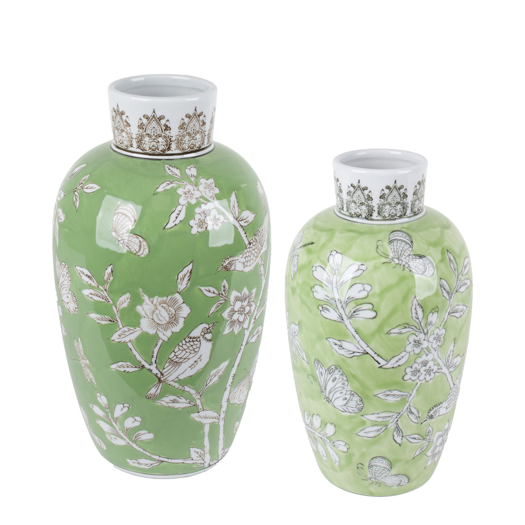 BIRD & BLOSSOM VASE GREEN SML