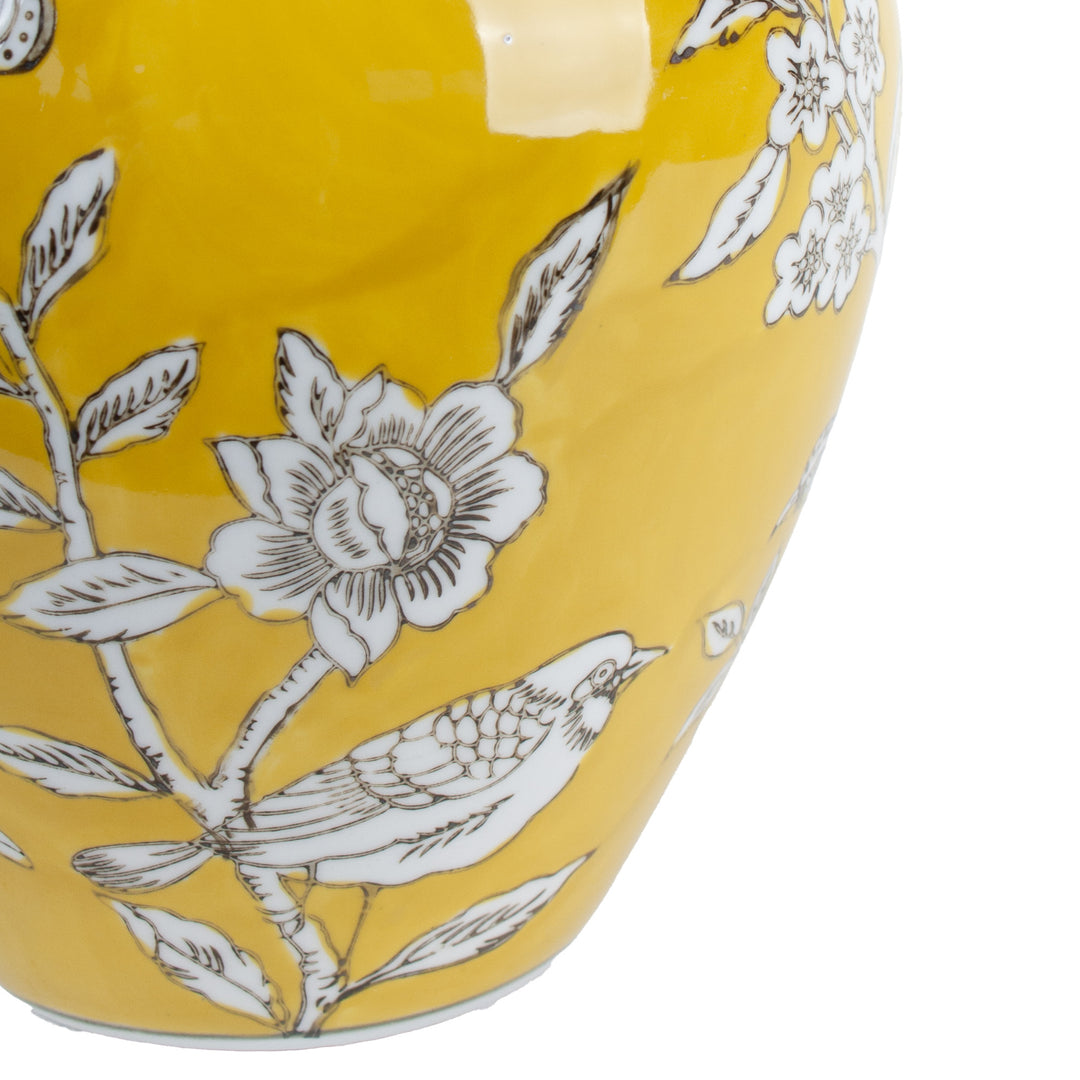 BIRD & BLOSSOM BELLIED VASE YELLOW SML
