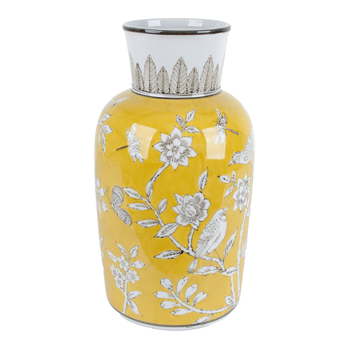 BIRD & BLOSSOM TALL VASE YELLOW LGE