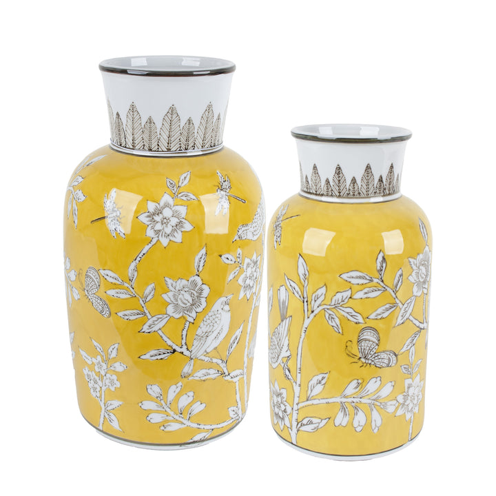 BIRD & BLOSSOM TALL VASE YELLOW SML