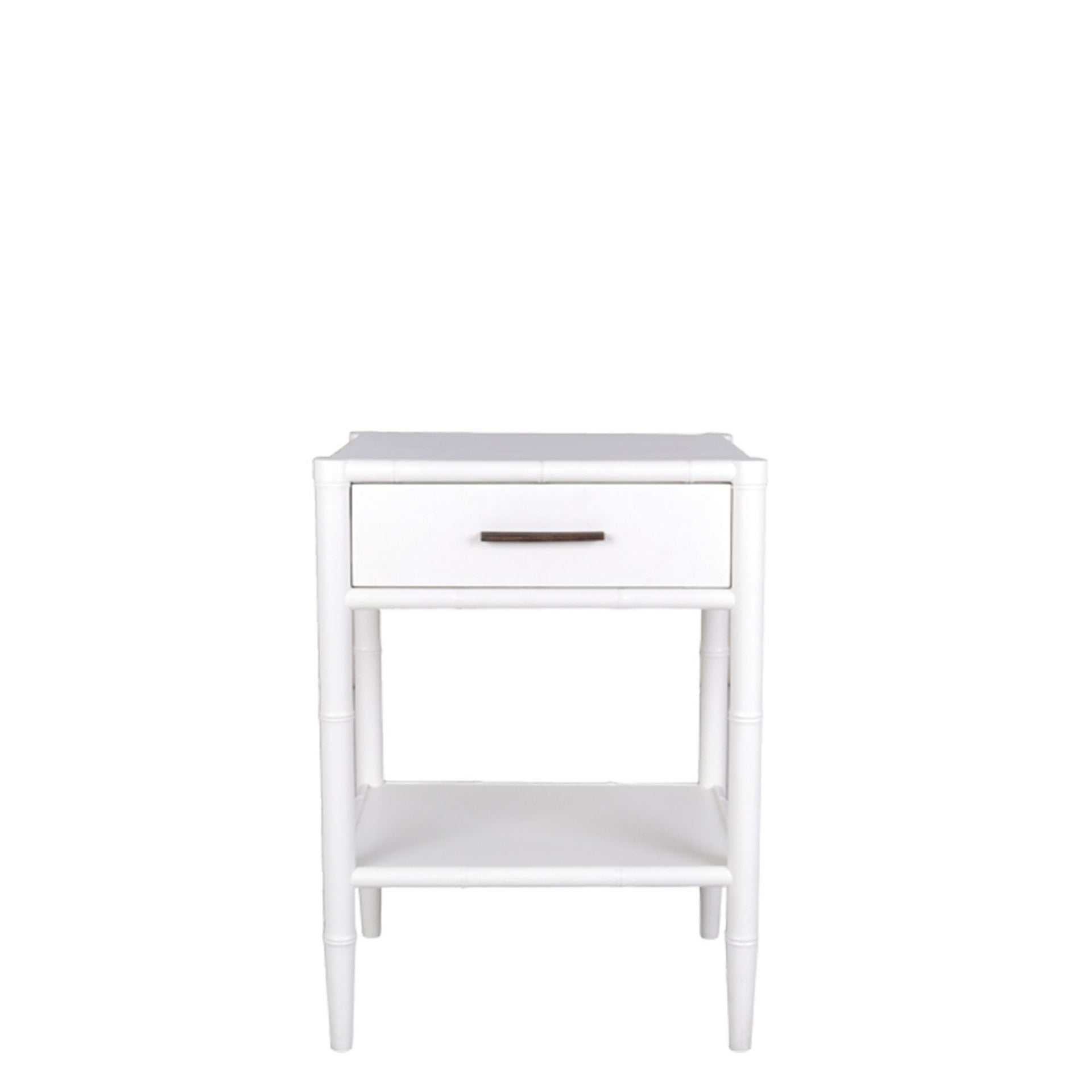 Bamboo Detail 1 Drawer Bedside Table White