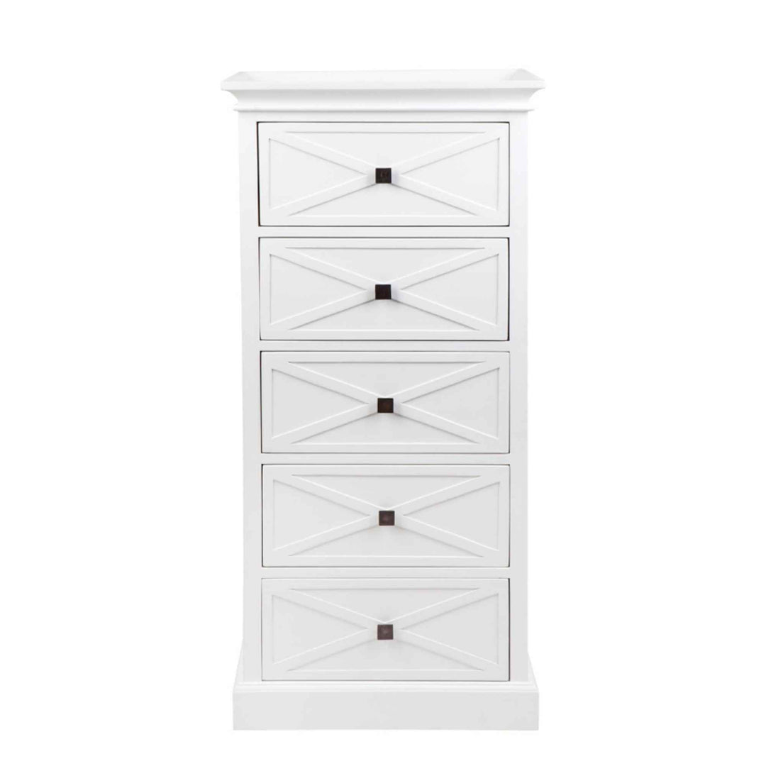 Island Life 5 Drawer Tall Boy White