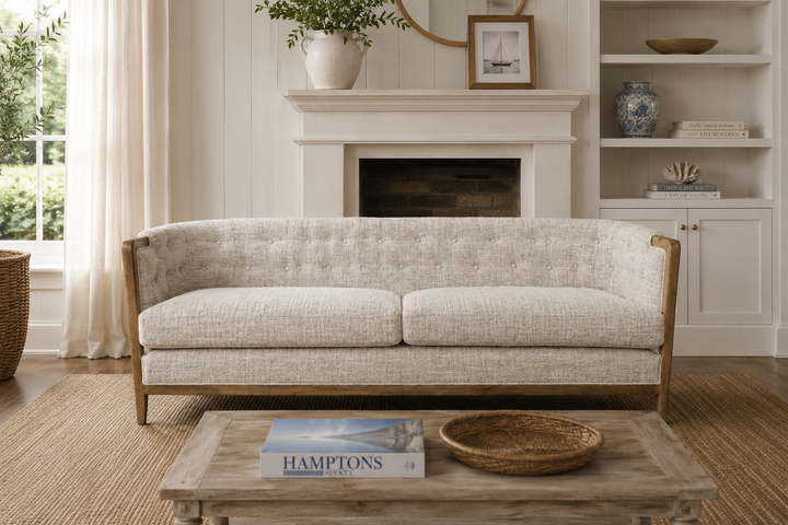 Regal 3 Seater Sofa - Taupe Weave with History Oak Frame