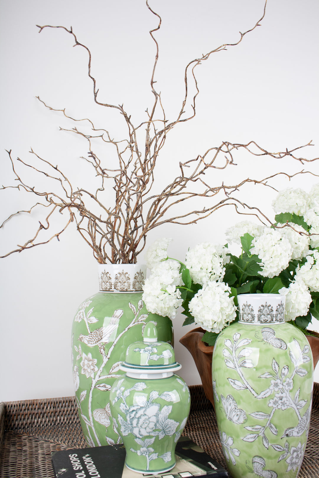 BIRD & BLOSSOM VASE GREEN SML