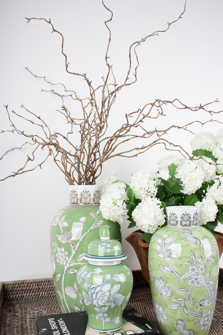 BIRD & BLOSSOM VASE GREEN SML
