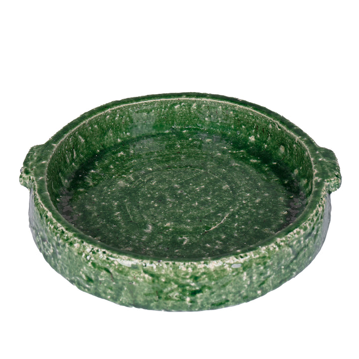 Green Glaze Stoneware Dish Large