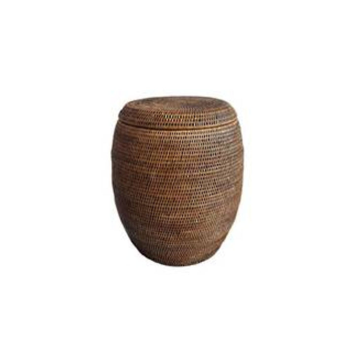 Rattan Drum Laundry Stool Brown
