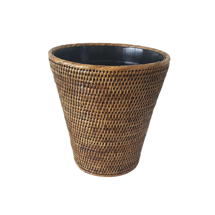 Rattan Waste Bin With Plastic Inner Brown