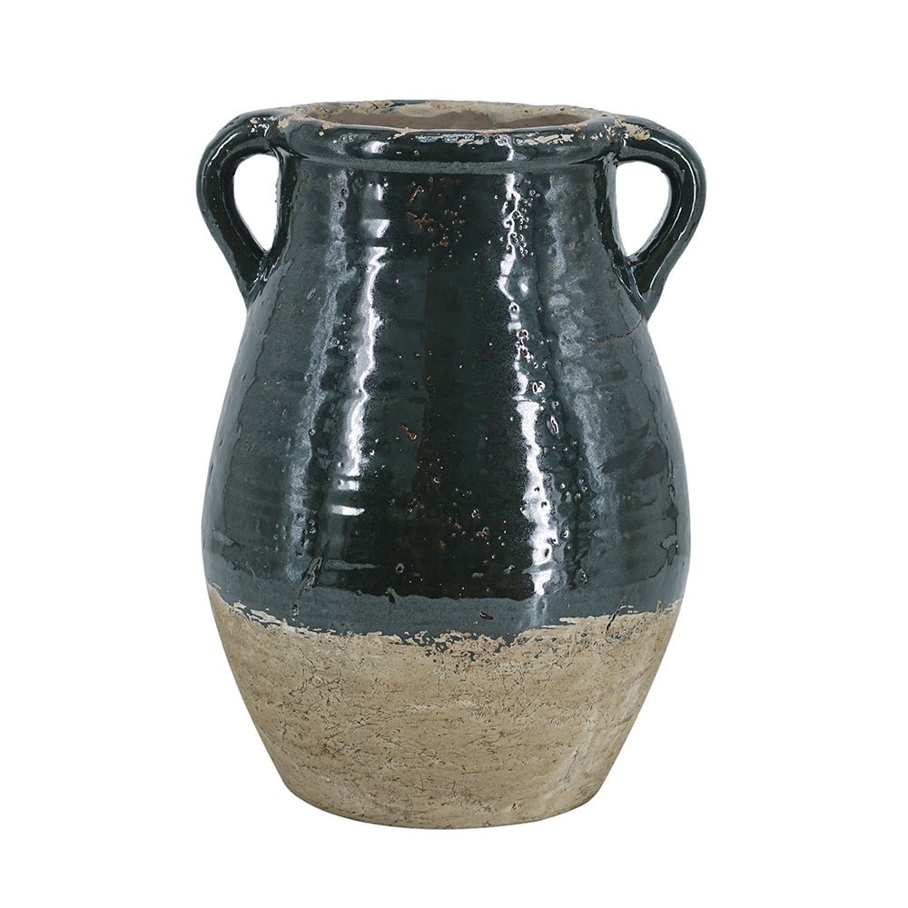 AMPHORA VASE DARK GREEN - Destination Interiors
