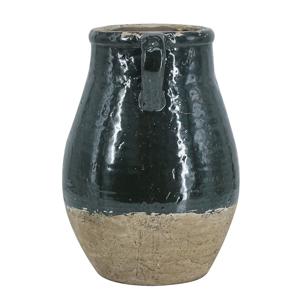 AMPHORA VASE DARK GREEN - Destination Interiors