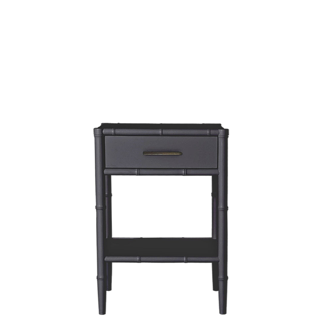 Bamboo Detail 1 Drawer Bedside Table Black - Destination Interiors