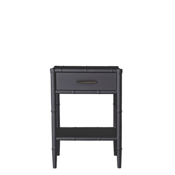 Bamboo Detail 1 Drawer Bedside Table Black - Destination Interiors