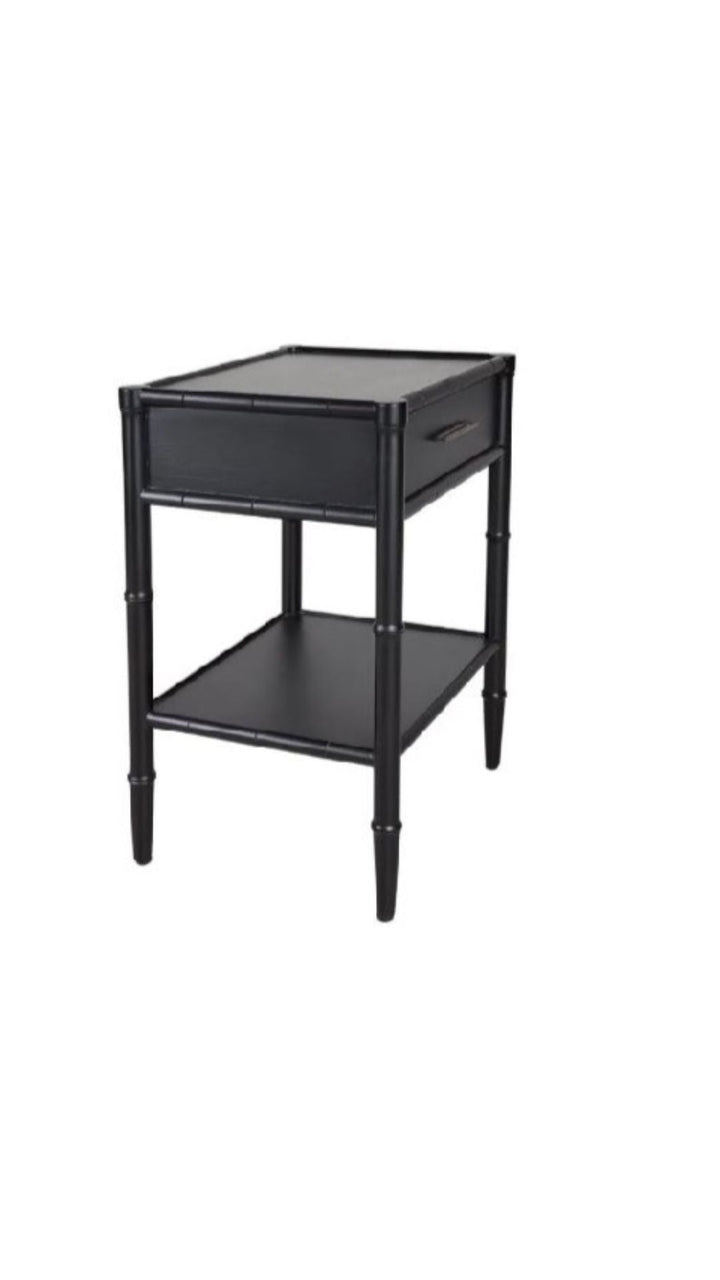 Bamboo Detail 1 Drawer Bedside Table Black - Destination Interiors