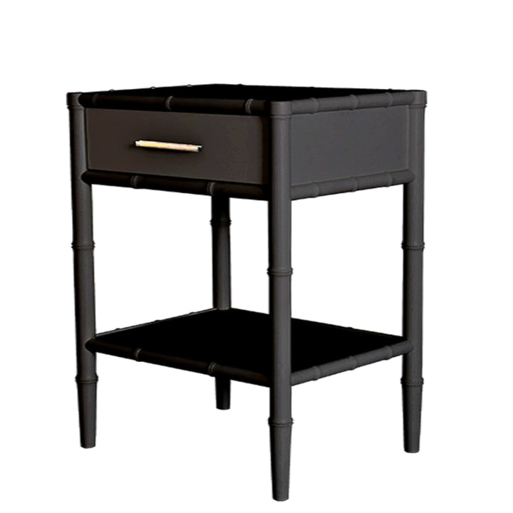Bamboo Detail 1 Drawer Bedside Table Black - Destination Interiors
