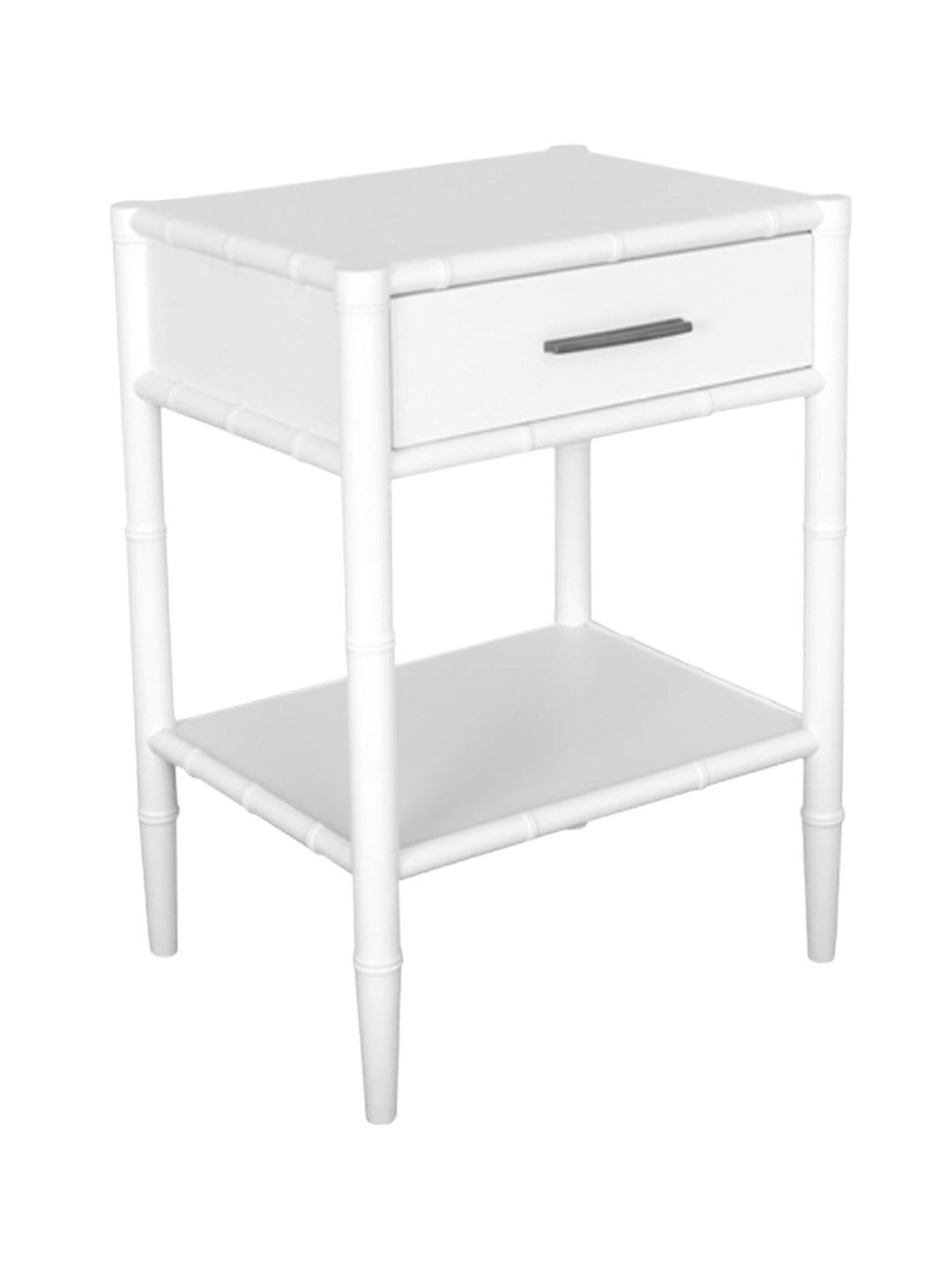 Bamboo Detail 1 Drawer Bedside Table White - Destination Interiors