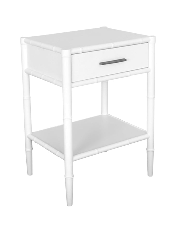Bamboo Detail 1 Drawer Bedside Table White - Destination Interiors