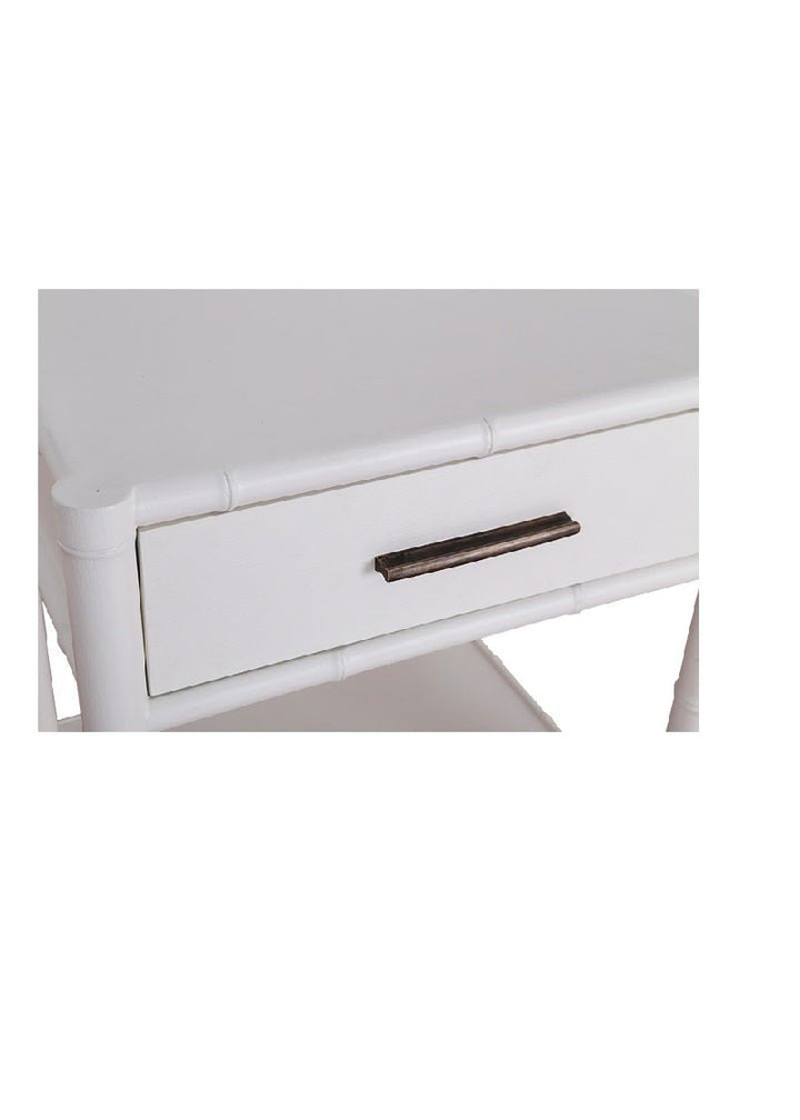 Bamboo Detail 1 Drawer Bedside Table White - Destination Interiors