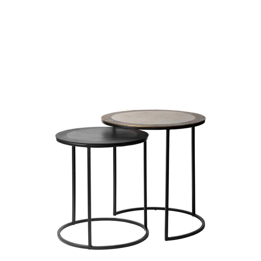 BARCELONA ALUMINIUM & IRON SIDE TABLE SET/2 - Destination Interiors
