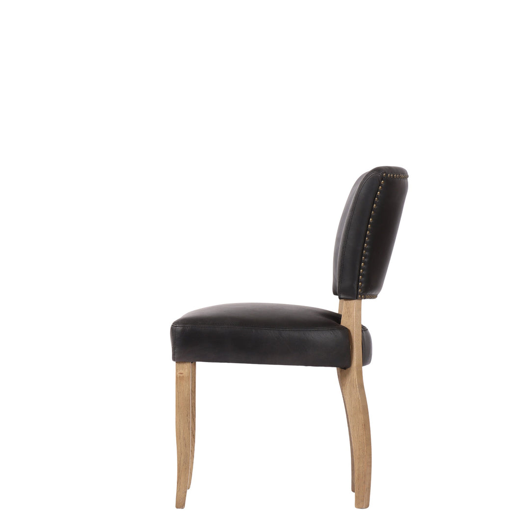 Belle Leather Dining Chair With History Oak Leg - Destination Interiors