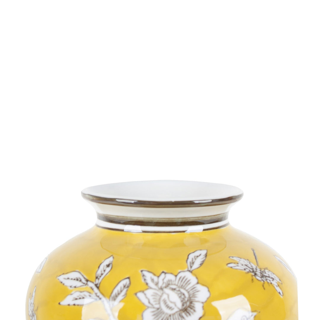 BIRD & BLOSSOM BELLIED VASE YELLOW LGE - Destination Interiors