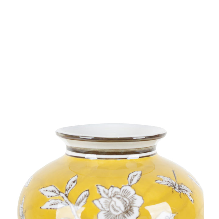 BIRD & BLOSSOM BELLIED VASE YELLOW LGE - Destination Interiors