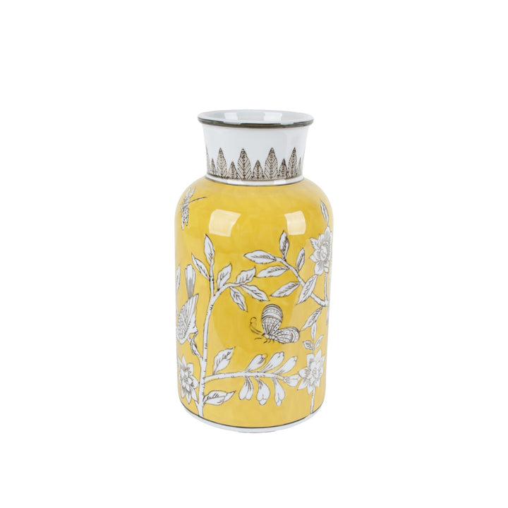 BIRD & BLOSSOM TALL VASE YELLOW SML - Destination Interiors