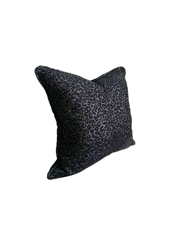 Black Leopard Design Cushion Cover with Self Piping - Destination Interiors