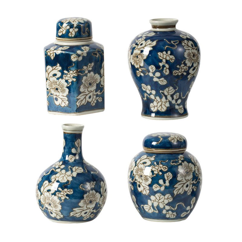 BLUE AND WHITE JARS AND VASES SET/4 - Destination Interiors