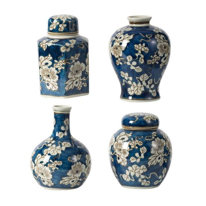 BLUE AND WHITE JARS AND VASES SET/4 - Destination Interiors