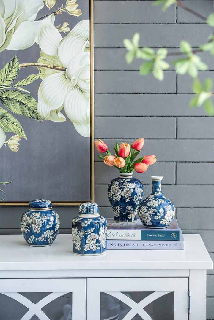 BLUE AND WHITE JARS AND VASES SET/4 - Destination Interiors
