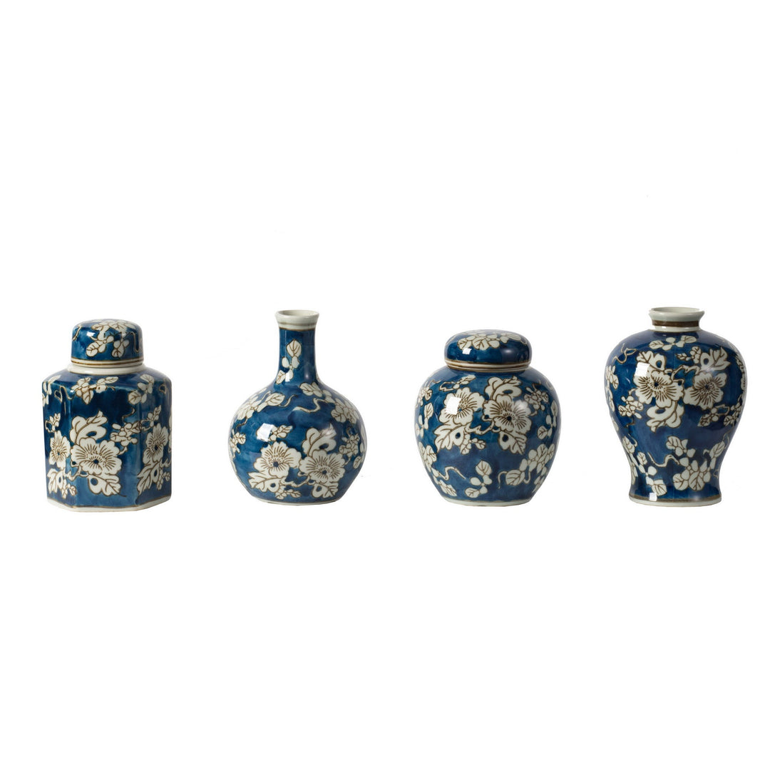 BLUE AND WHITE JARS AND VASES SET/4 - Destination Interiors