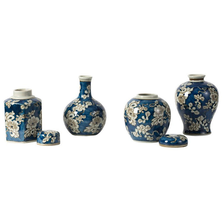 BLUE AND WHITE JARS AND VASES SET/4 - Destination Interiors