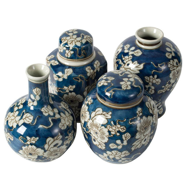 BLUE AND WHITE JARS AND VASES SET/4 - Destination Interiors