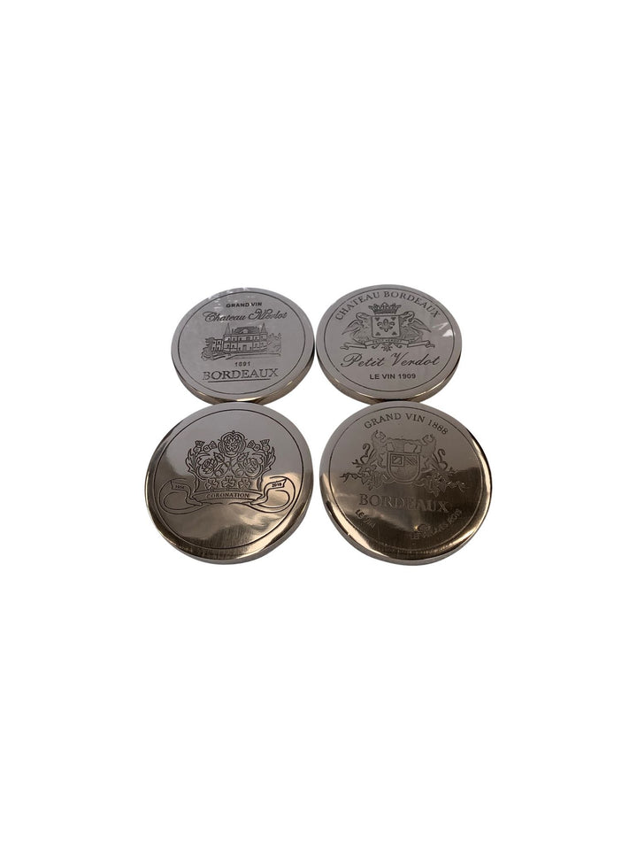 Bordeaux Nickel Round Coaster Set Of 4 - Destination Interiors