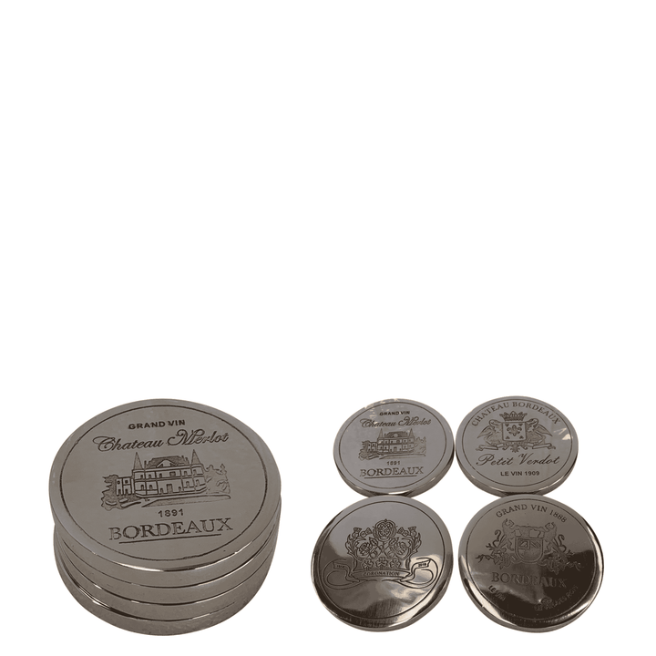 Bordeaux Nickel Round Coaster Set Of 4 - Destination Interiors