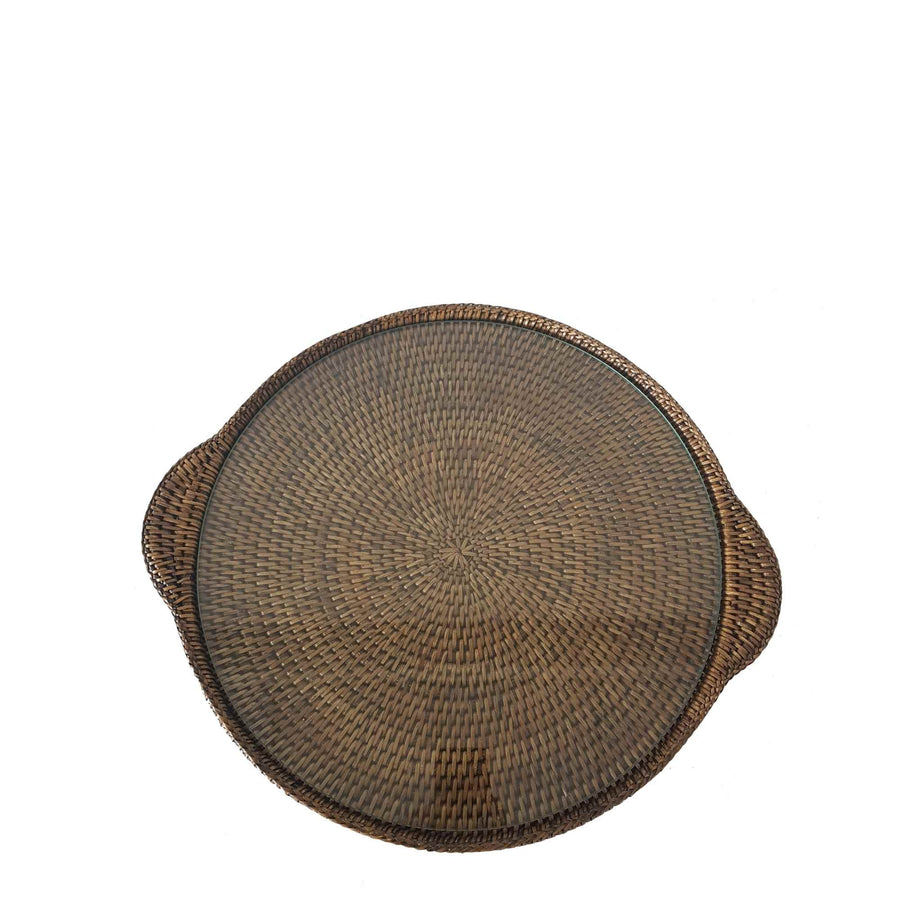 Brown Round Cheese Tray Large With Glass - Destination Interiors