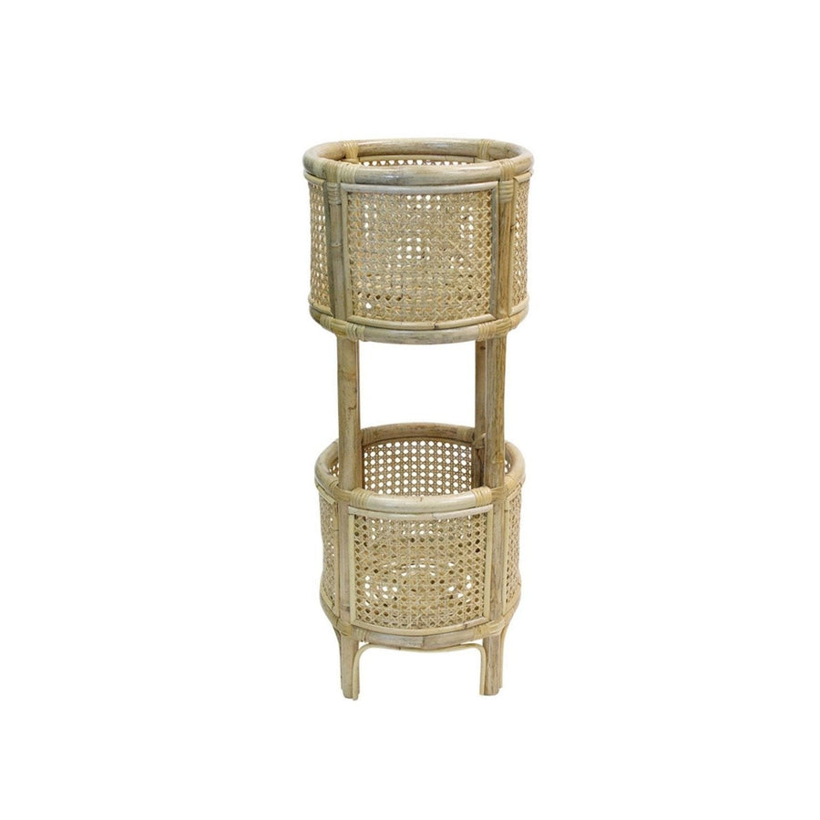 Canggu 2 - Tier Rattan Webbing Planter Stand - Destination Interiors