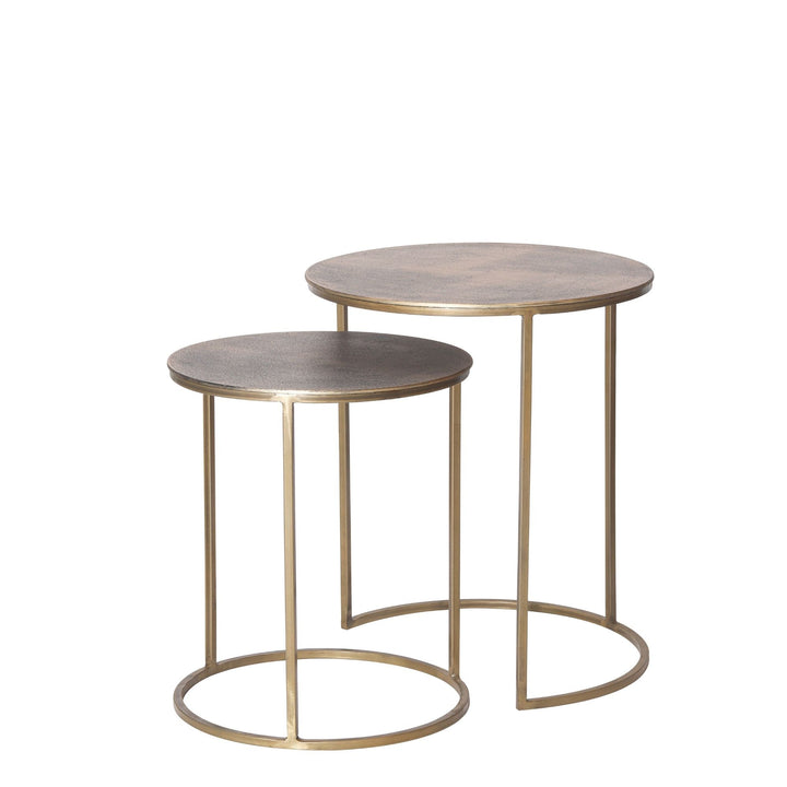 CASSABLANCA ALUMINIUM & IRON SIDE TABLE SET/2 - Destination Interiors