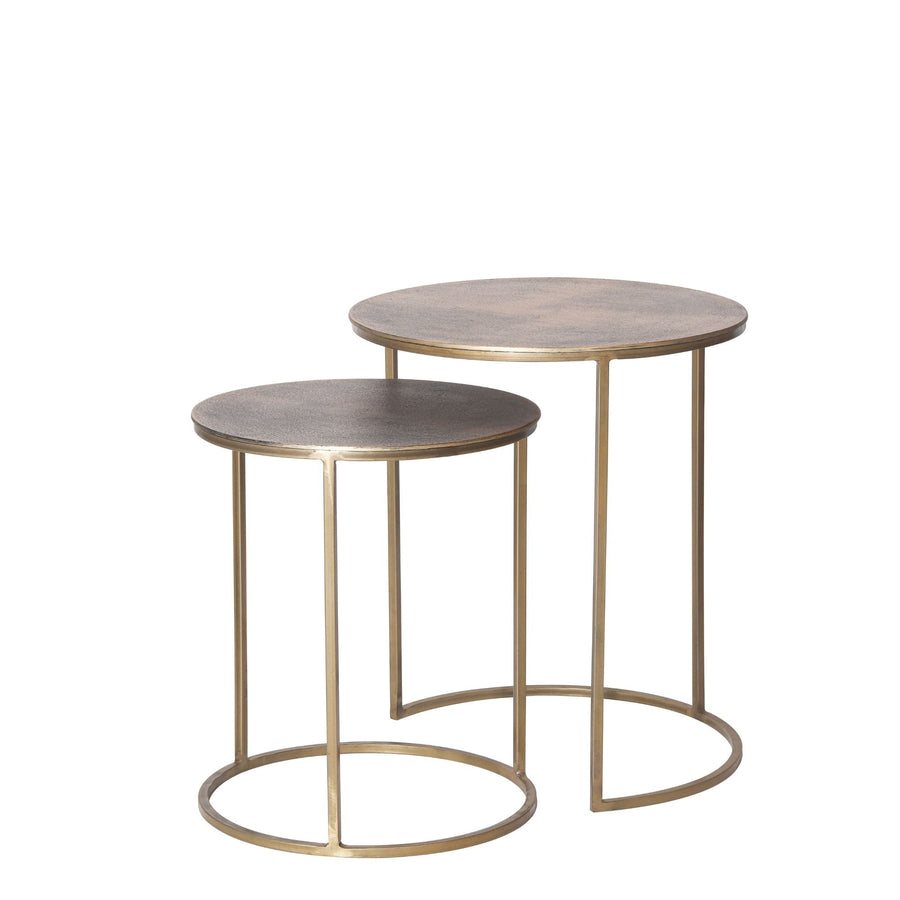 CASSABLANCA ALUMINIUM & IRON SIDE TABLE SET/2 - Destination Interiors