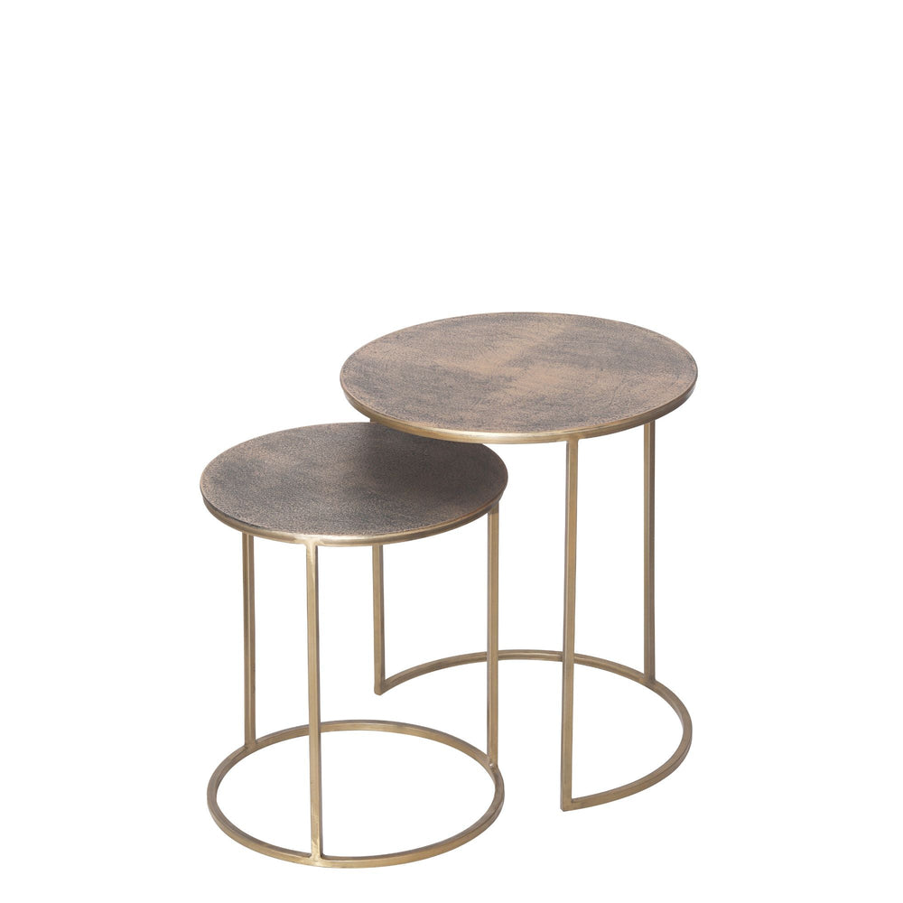 CASSABLANCA ALUMINIUM & IRON SIDE TABLE SET/2 - Destination Interiors