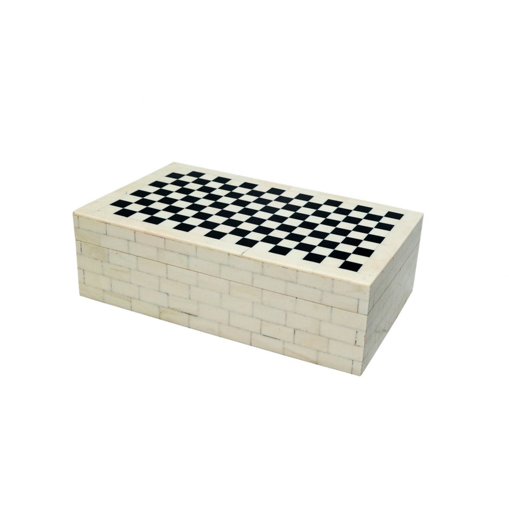 CHEQUERBOARD RESIN KEEPSAKE BOX SML - Destination Interiors