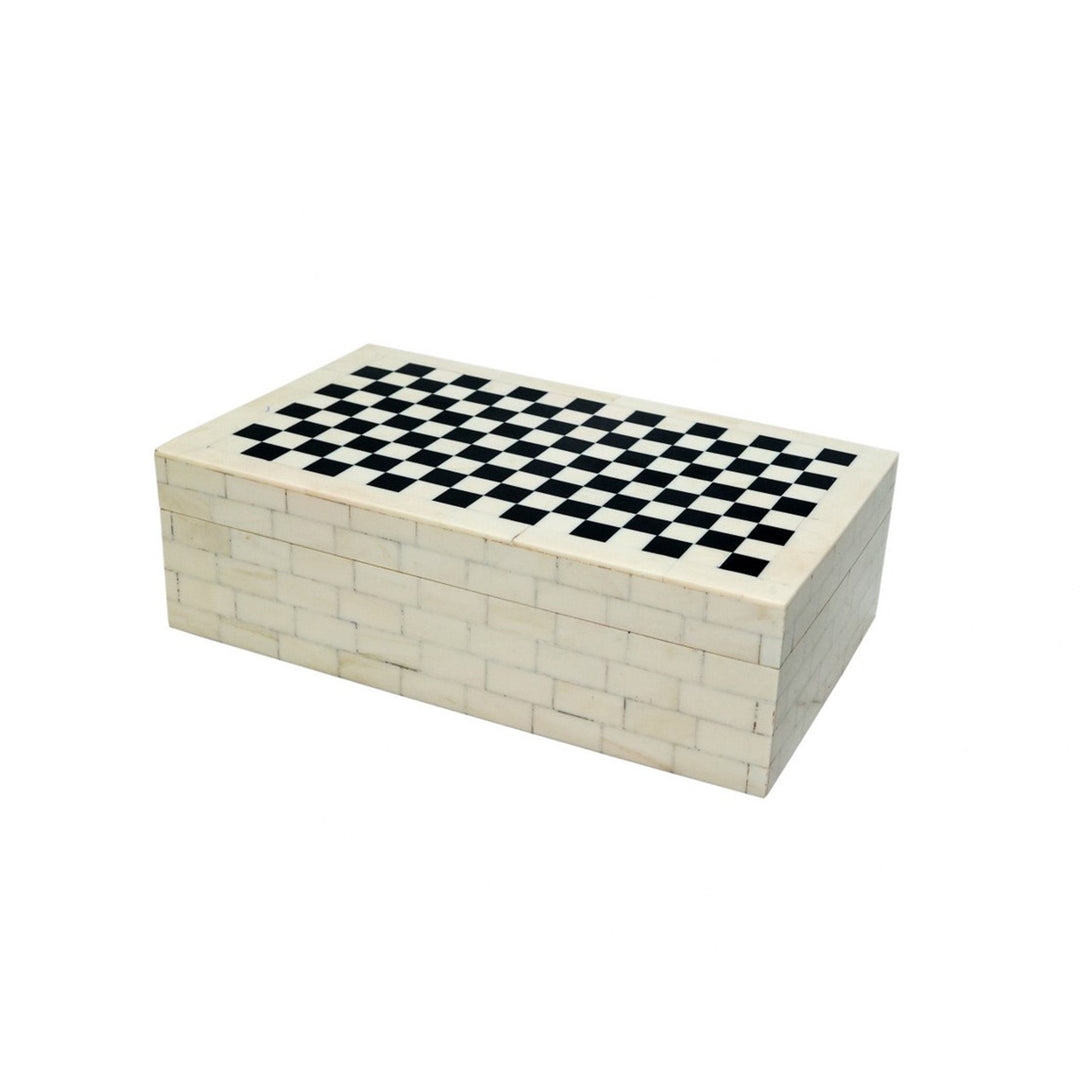 CHEQUERBOARD RESIN KEEPSAKE BOX SML - Destination Interiors